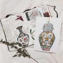 Load image into Gallery viewer, sketch book shown or original Limited edition prints showcasing the vibrant culture and intricate craftsmanship of Asia, capturing the elegance and natural beauty of traditional vases, inspired by personal travels