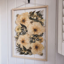 Load image into Gallery viewer, A side angle of a Bridal pressed flower frame featuring brides original flowers with in it.