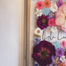 Load and play video in Gallery viewer, Zoomed in angle of the handcrafted pressed flower frame