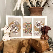 Load image into Gallery viewer, set of 3 prints showcasing women in their natural state, printed on high-quality 250gsm recycled natural art paper, available in A4, A5, and A3 sizes, designed for versatile display and empowering messages