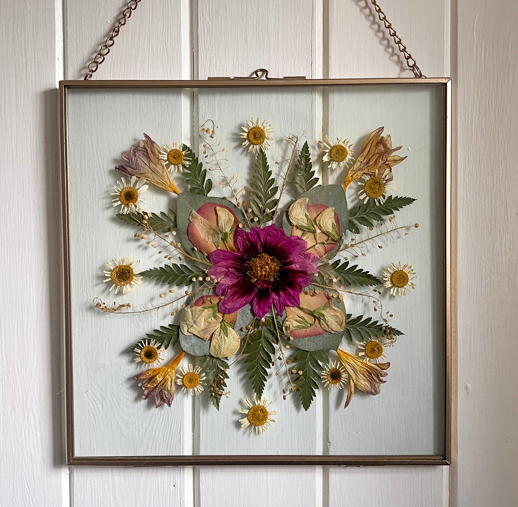 Dahlia Mandala Pressed Flower Frame