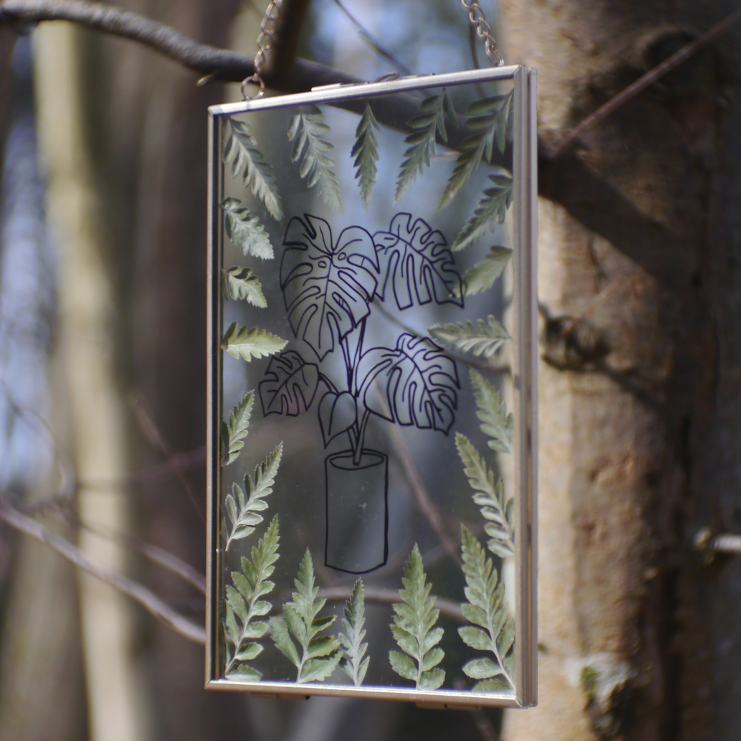 'Monstera' Hand-drawn | Pressed Flower Frame – EarthTone