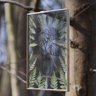 Hand-drawn Pressed Flower Frame 'Monstera'