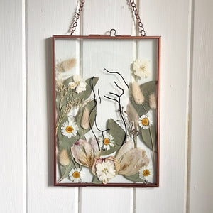 'Female Form' Hand-drawn Pressed Flower Frame